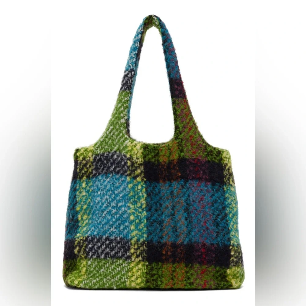 Anna Sui Plaid Tote Bag-Fern Multi
